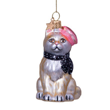 Christmas Cat With Barret and Scarf Ornament